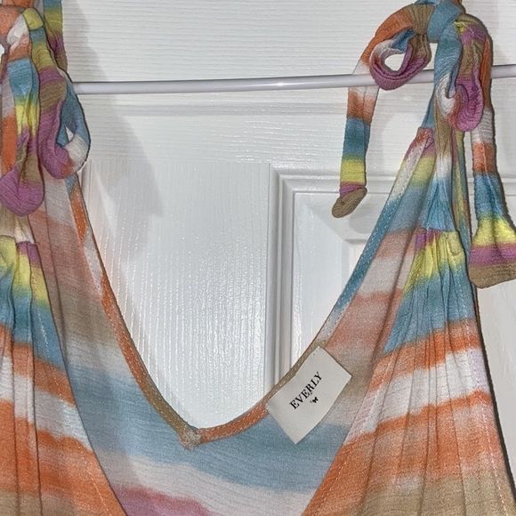 Everly Multicolor Pastel Tie Shoulder Top - Picture 4 of 7